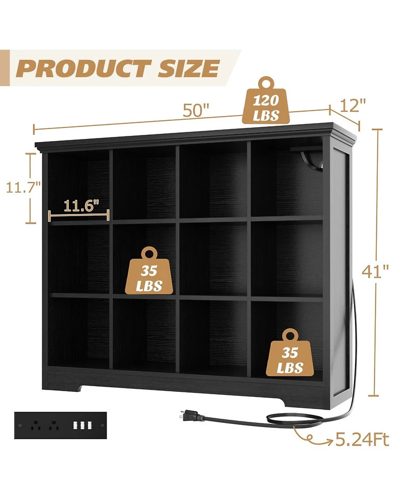 Aheaplus -Cube Bookshelf with Charging Station