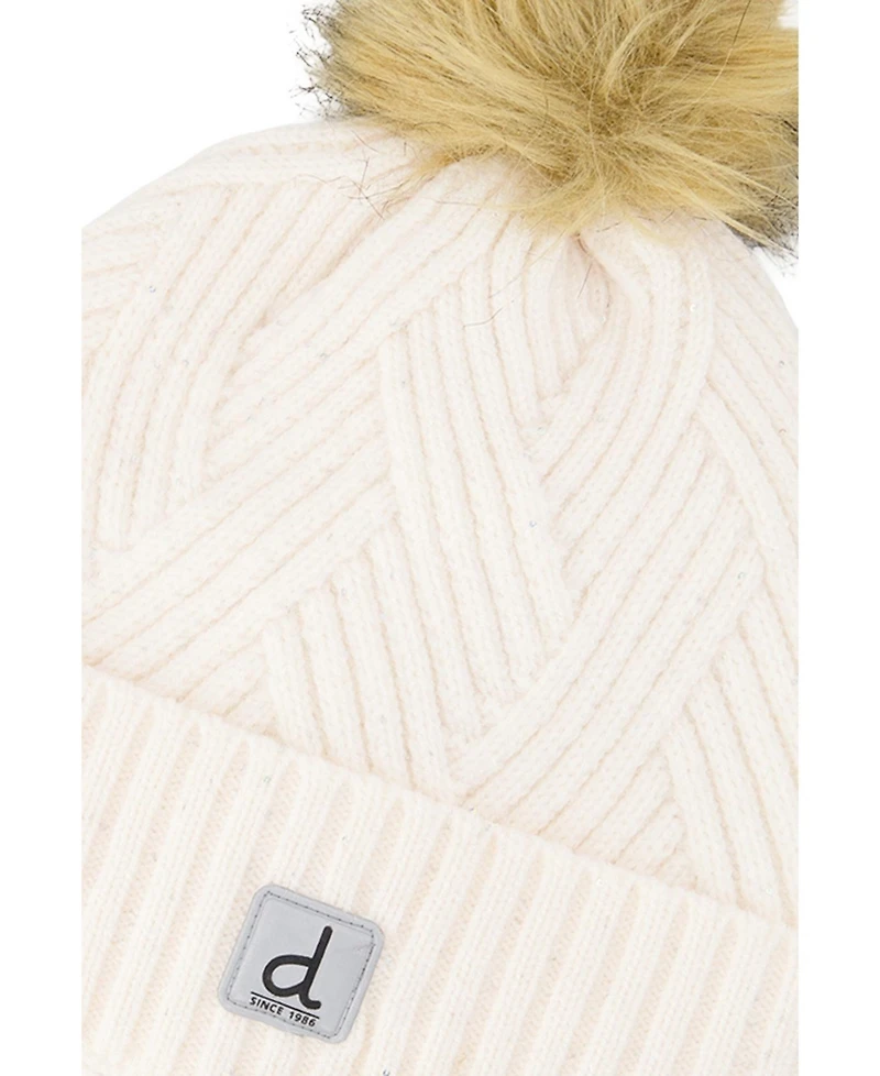 Deux par Deux Kids & Baby Toddler Girl 2-4 Winter Knit Hat with Pompom