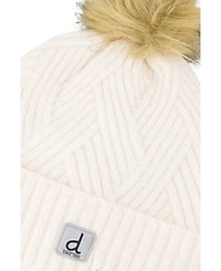 Deux par Deux Kids & Baby Toddler Girl 2-4 Winter Knit Hat with Pompom