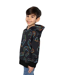 Deux par Little and Big Boy (6-12) Fleece Hooded Sweatshirt Printed Controller