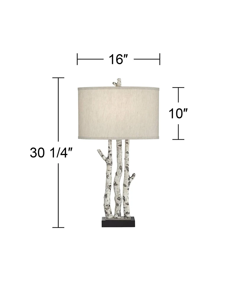John Timberland Woodland 30" Tall Faux Birch Tree Large Farmhouse Rustic End Table Lamp Single Living Room Bedroom