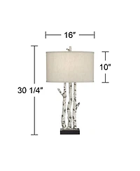 John Timberland Woodland 30" Tall Faux Birch Tree Large Farmhouse Rustic End Table Lamp Single Living Room Bedroom