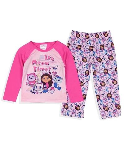 Gabby's Dollhouse Toddler Girl's (2T-5T) 2-Piece Long-Sleeve Raglan Pajama Pant Set