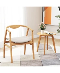 Gymax Set of 2 Leisure Bamboo Armchair Accent Chair With Curved Back and Bamboo Structure