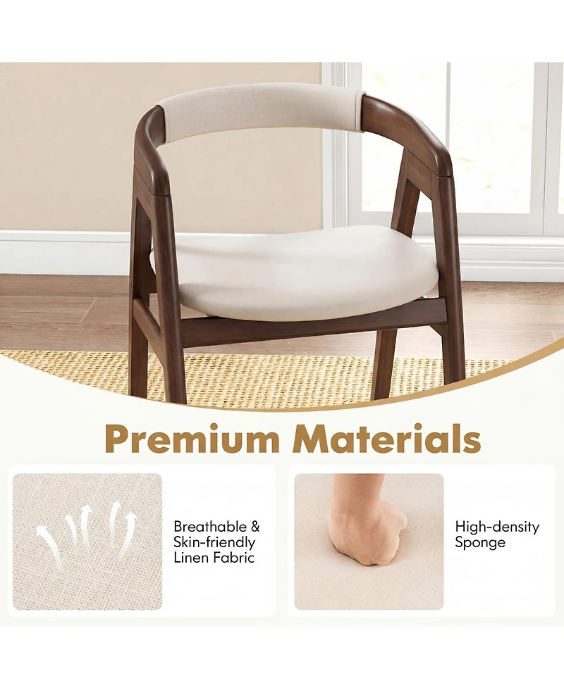 Gymax Set of 2 Leisure Bamboo Chairs Dining Chairs with Curved Back and Foot Pads
