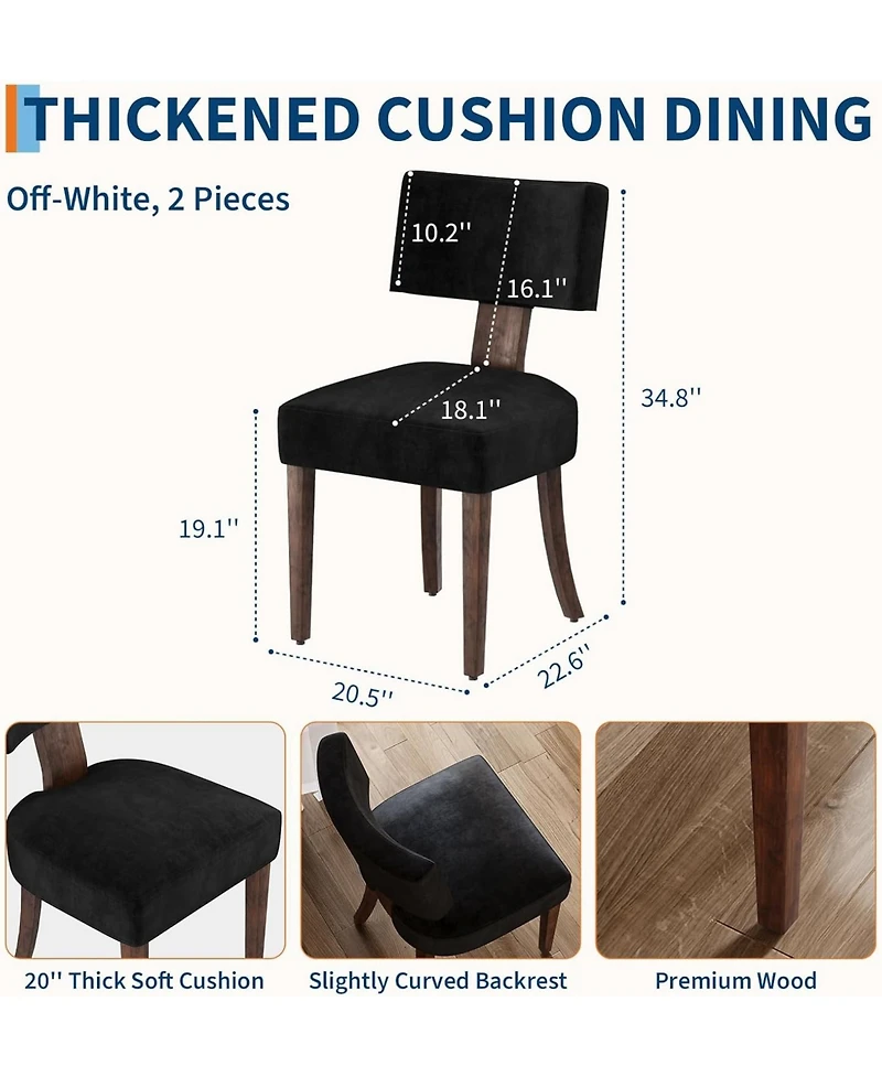 gaomon Dining Chairs Set of 2, Mid Century Modern Upholstered Chairs with Rattan Wood Back, Armless Kitchen Chairs with Wood Legs for Dining Room