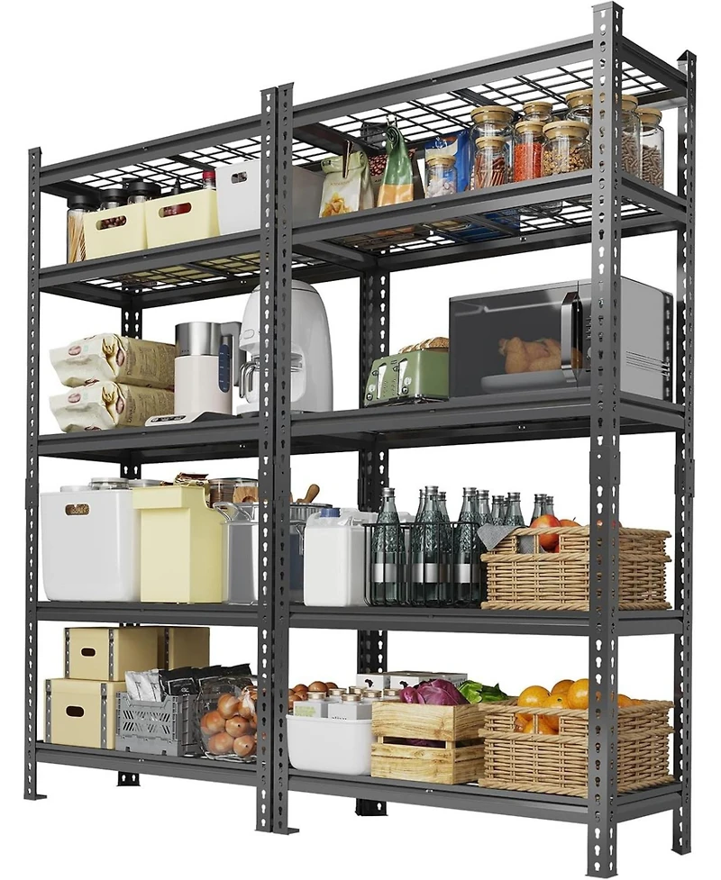 gaomon 2 Pieces Adjustable 36" W x 16" D x 72" H Heavy Duty 5 Tier Metal Shelves for Garage Kitchen Pantry Warehouse Basement Storage