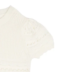 Rare Editions Girls' 2T-6X Crochet Knit Top and Bow Detail Rib Jeans, 2-Piece Set