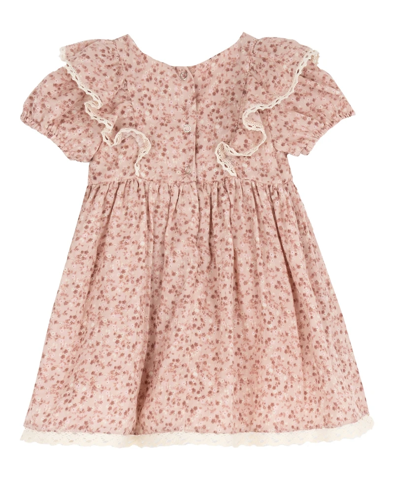 Rare Editions Toddler Girls' 2T-4T Print Double Cotton Gauze Puff Sleeve Dress