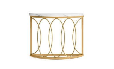 Slickblue Faux Marble Half Moon Console Table for Entryway
