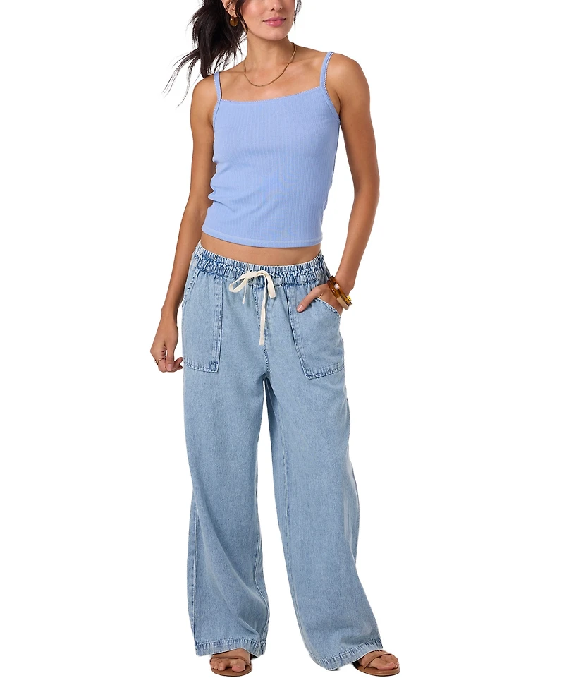 O'Neill Women's Pull-On Ankle-Length Raw Hem Denim Pants