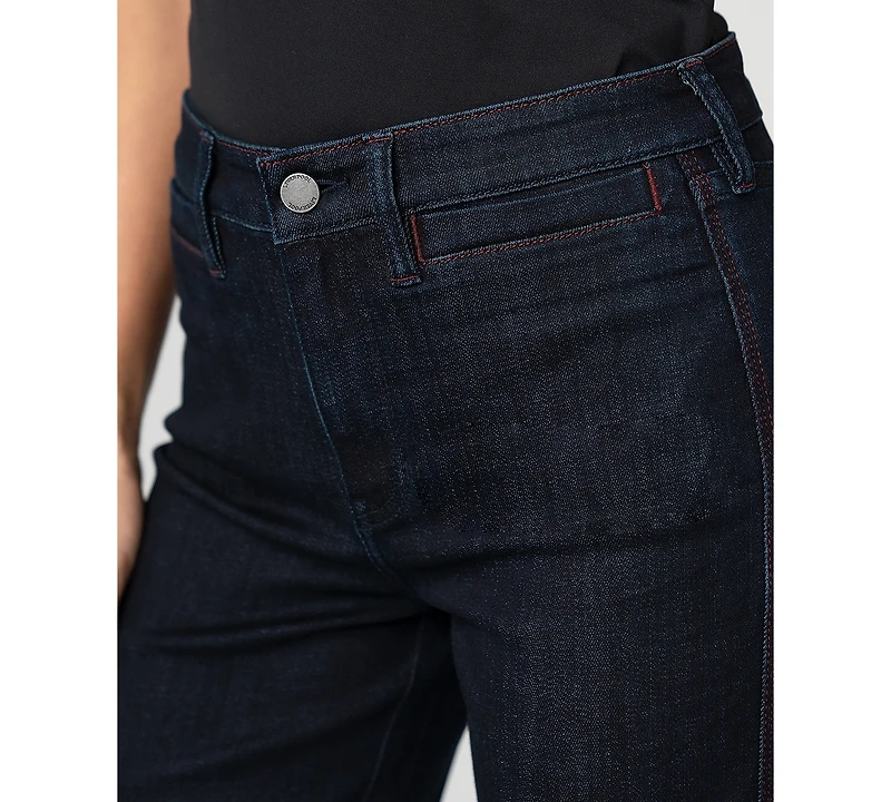 Liverpool Los Angeles Women's Side Stitch Detail Mid-Rise Straight Jeans