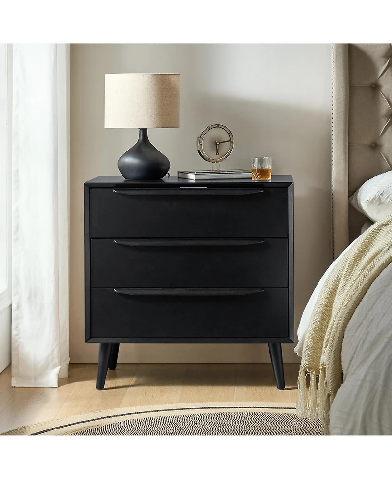 Hulala Home Zahira Mid-Century Modern 3 - Drawer Accent Chest with Solid Wood Handles and Legs