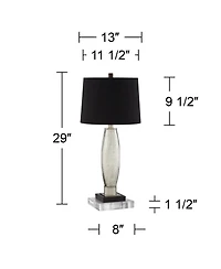 Regency Hill Landro Modern Mid Century Table Lamps Set of 2 with Clear Round Risers 29" Tall Mercury Glass Drum Shade for Bedroom Living Room