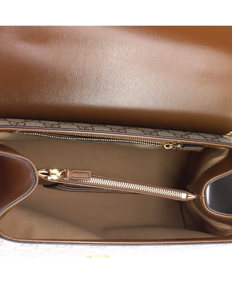 Pre-Owned Gucci Medium Horsebit 1955 Top Handle Flap Bag Gg Coated Canvas and Leather