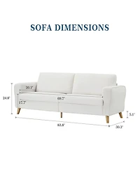 homfan 84" Modern Boucle Sofa Couch – Large 3-Seater Loveseat with Streamlined Wide Armrests, Wooden Feet, Upholstered Comfort for Living Room