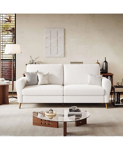 homfan 84" Modern Boucle Sofa Couch – Large 3-Seater Loveseat with Streamlined Wide Armrests, Wooden Feet, Upholstered Comfort for Living Room