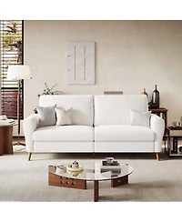homfan 84" Modern Boucle Sofa Couch – Large 3-Seater Loveseat with Streamlined Wide Armrests, Wooden Feet, Upholstered Comfort for Living Room