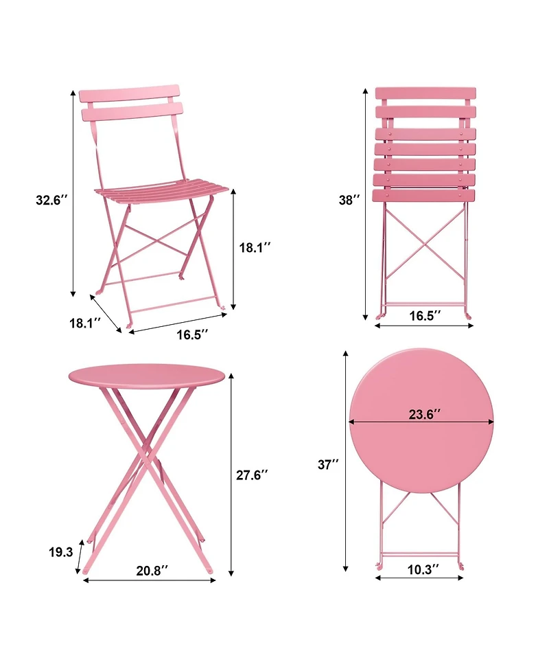 homfan 5-Piece Folding Patio Set, Space Saving Solid Steel 4 Chair Patio Furniture Set with Table for Balcony, Porch