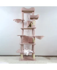 Streamdale Furniture 68Inch Multi-Level Cat Tree with Hammocks Cave and Scratching Posts