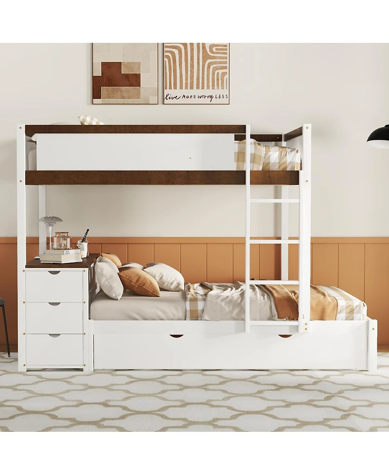 Streamdale Furniture Bunk Bed with Twin size Trundle Storage and Desk