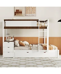 Streamdale Furniture Bunk Bed with Twin size Trundle Storage and Desk