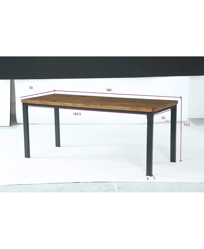 Tribesigns 70" Solid Wood Rectangular Dining Table, Black Metal Frame Farmhouse Kitchen Table for 4-6 Persons