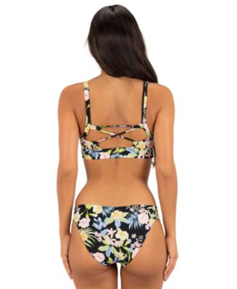 Hurley Womens Over The Shoulder Straps Bikini Top Brief Moderate Coverage Swim Bottom