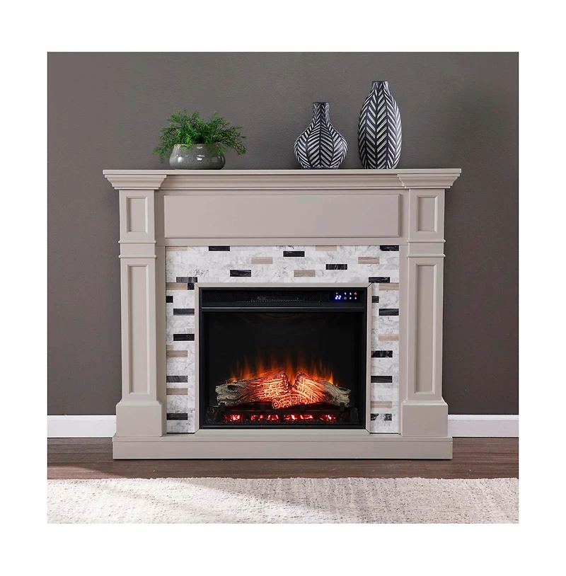 Augusta Home Birkover Fireplace with Marble Surround