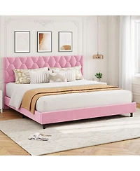 homfan California King Bed Frame, Platform Bed with Adjustable Headboard and No Box Spring Needed for Bedroom