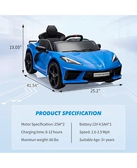 homfan Licensed Sporty Car 12V Electric Ride-On Sports Car, Remote Control, Led Lights, Music, Visual Dashboard, Battery Powered Gift Toy for Kids