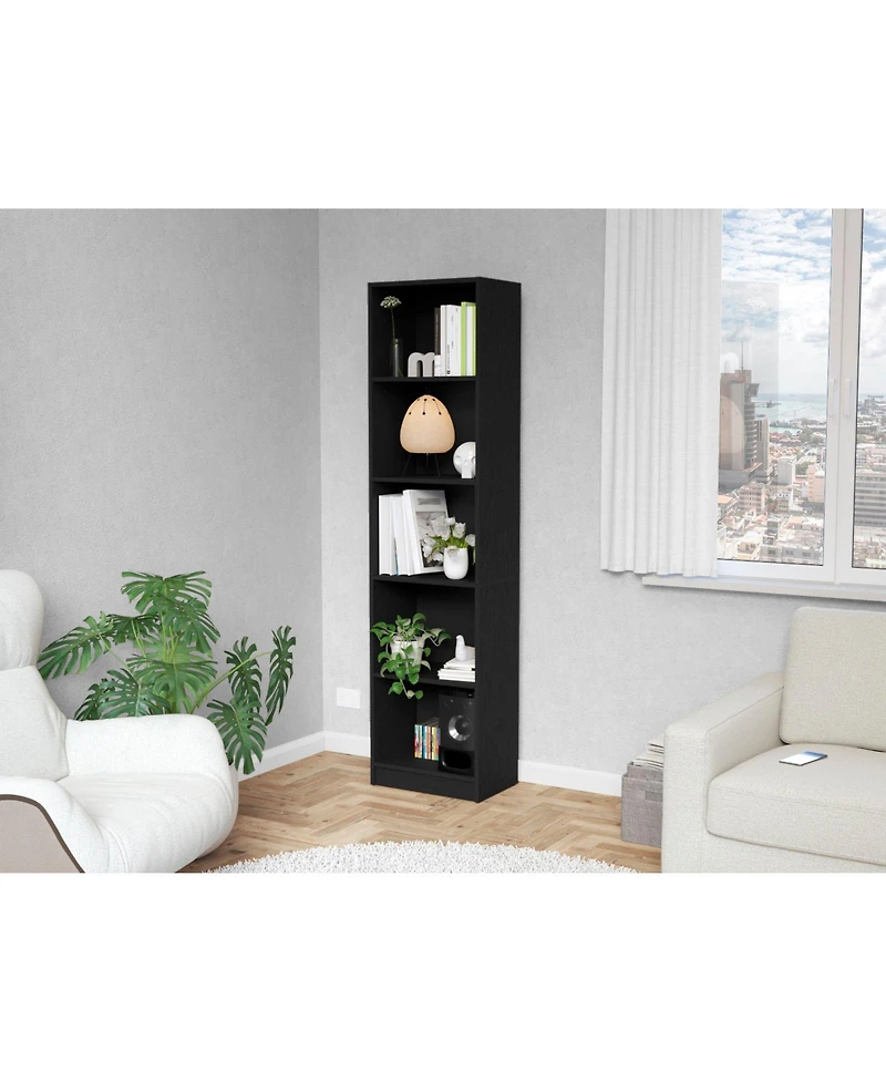 Fm Furniture Sutton Slim Bookcase with Modern 5-Shelf Design