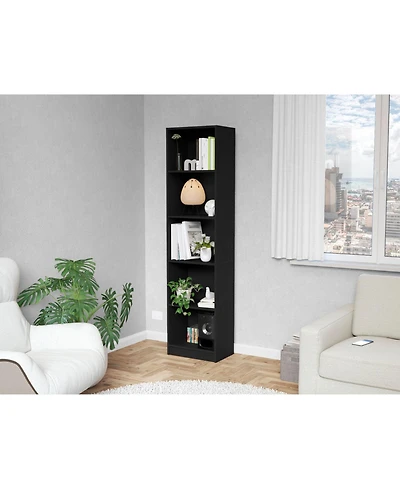 Fm Furniture Sutton Slim Bookcase with Modern 5-Shelf Design