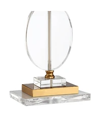 Vienna Full Spectrum Valerie Modern Table Lamp with Clear Acrylic Riser 28" Tall Clear Crystal Fabric Shade for Bedroom Living Room Bedside Home