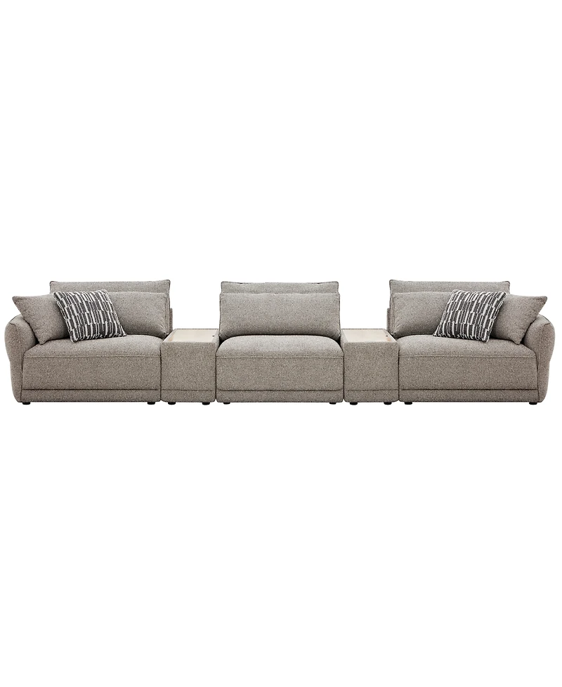 Evandro 5-Piece Sofa Set (Laf Chair, Raf Armless Chair & 2 Console), Macy's Exclusive