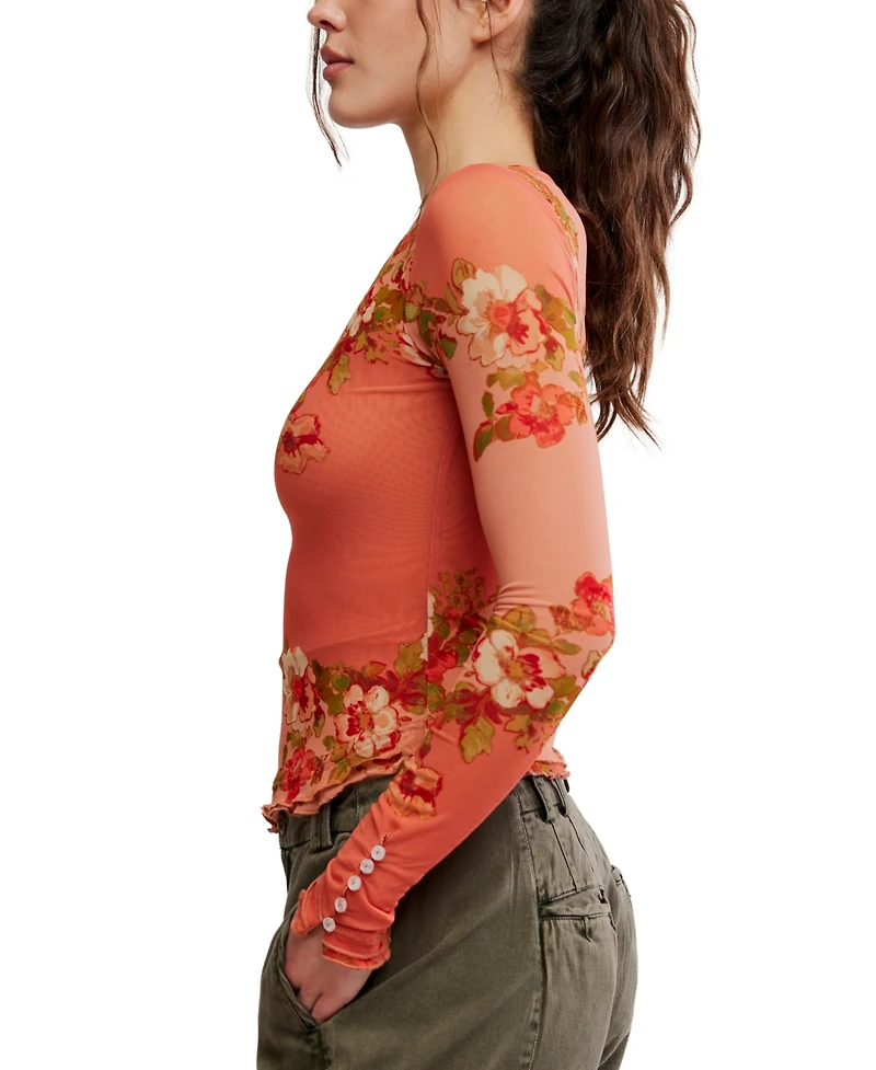 Free People Women's Lilly Printed Long-Sleeve Top