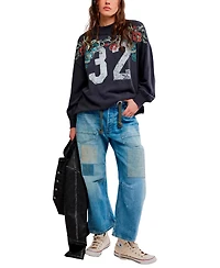Free People Juniors' Cotton Slouchy Mock-Neck Sweatshirt