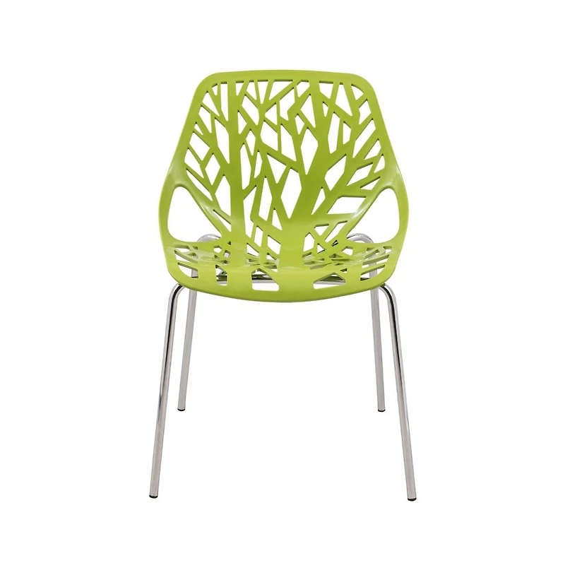 LeisureMod Asbury Stackable Modern Cut-Out Design Backrest Dining Chair with Chrome Legs and Floor Caps Side Chair