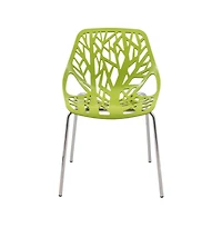 LeisureMod Asbury Stackable Modern Cut-Out Design Backrest Dining Chair with Chrome Legs and Floor Caps Side Chair