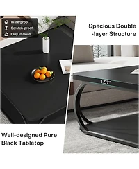 Tribesigns Coffee Table with Open Storage Shelf for Living Room, 39 Inch Large Wood Center Square Low Tables 2 Tier Farmhouse Tea w