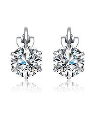 Sterling Silver 14k Gold Plated Cubic Zirconia Solitaire Drop Stud Earrings