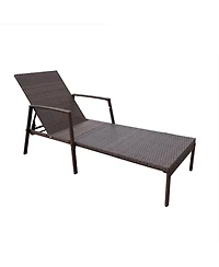 Yiortwo Outdoor Patio Chaise Lounge Chair with Adjustable Backrest and Cushioned Rattan Design