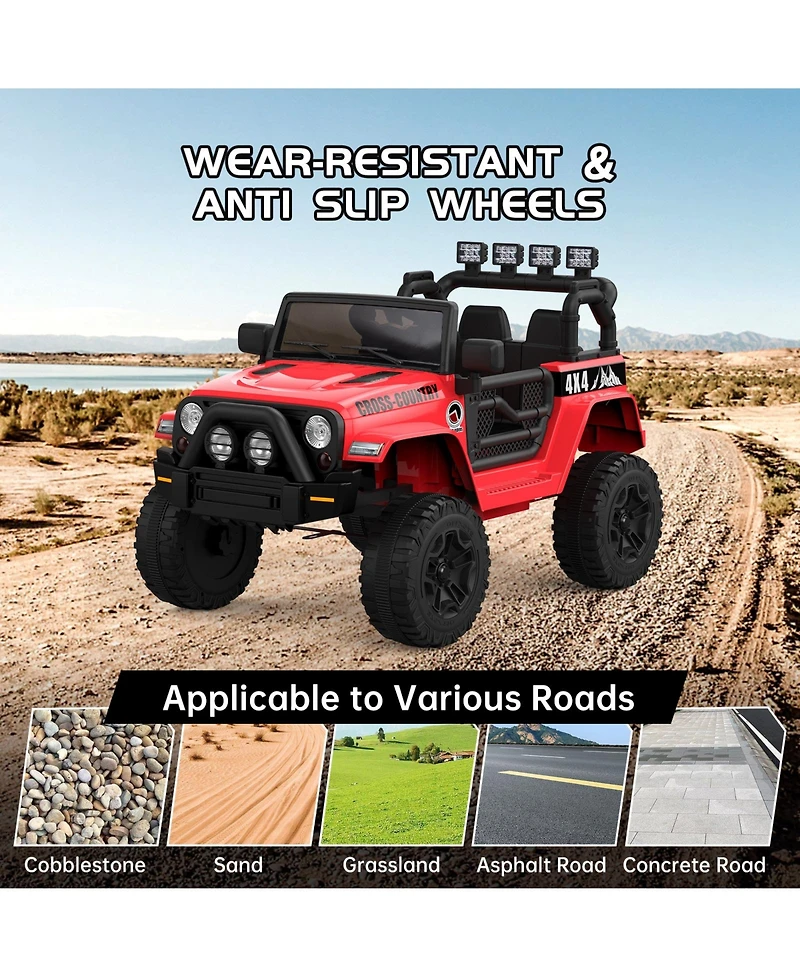 homfan 2 Seater Electric Ride On Off Road Vehicle - Parental Remote, Dual Doors, Led Lights, MP3 Music, Spring Suspension, Safety Belt