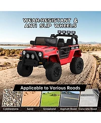 homfan 2 Seater Electric Ride On Off Road Vehicle - Parental Remote, Dual Doors, Led Lights, MP3 Music, Spring Suspension, Safety Belt