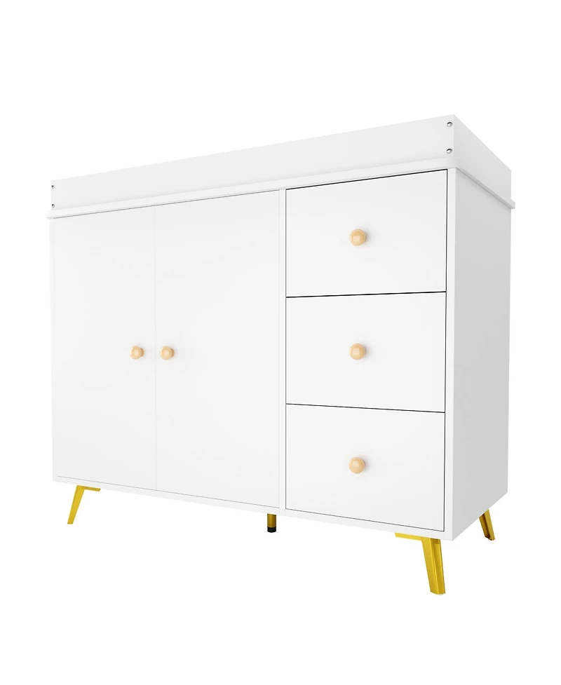 gaomon Baby Changing Table with 3 Drawers and 2-Door Cabinet