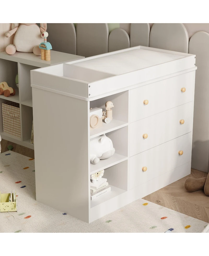gaomon Baby Changing Table with 3 Drawers and Storage Shelves