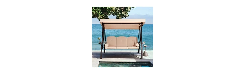 Erommy Porch Swing with Stand and Adjustable Canopy