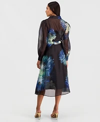 Elie Tahari Women's Romy Floral-Print Midi Long-Sleeve Dress