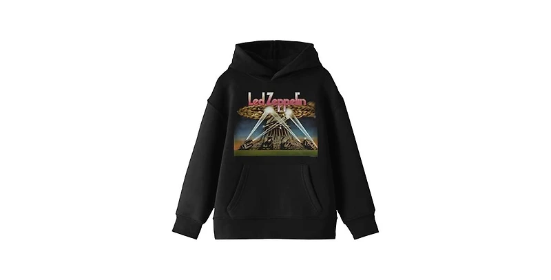 Led Zeppelin Searchlight Poster Long Sleeve Youth Black Hooded Sweatshirt-xs