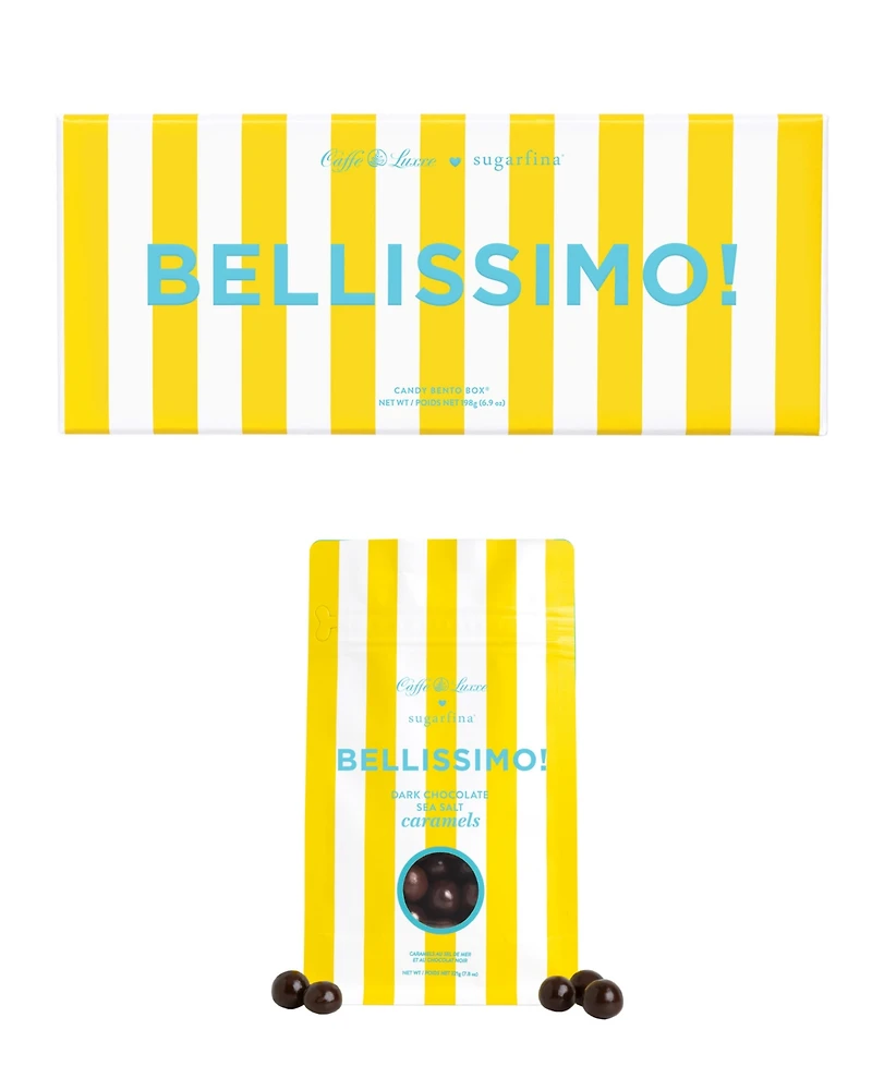Sugarfina Caffe Luxxe Bellissimo Coffee Bento Box Dark Chocolate Sea Salt Caramel Candy Mix Bag, 2-Pack